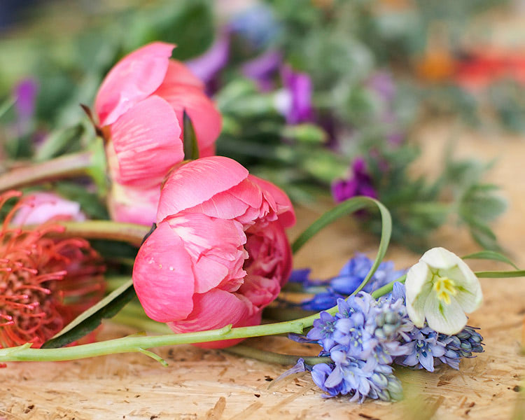 A beautiful arrangement of pink, purple and white flowers