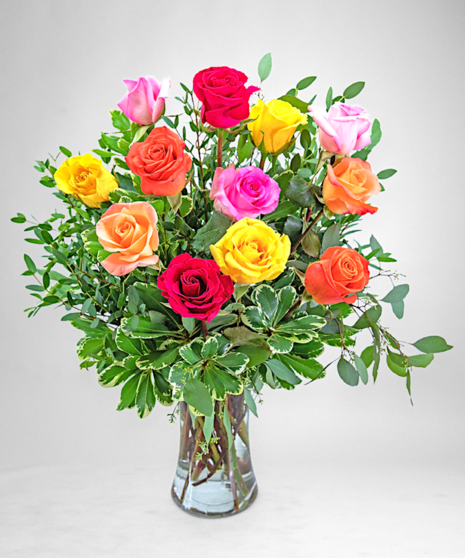 Dozen Vibrant Color Roses